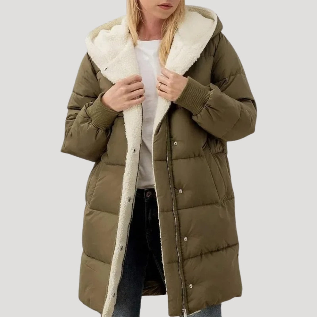 WW | Damen Faux-Fur gefütterte Jacke Lange Jackenstil