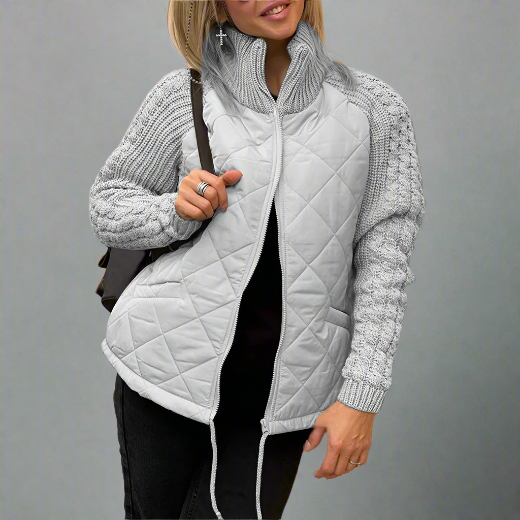 WW | Damen Gemütliche Gefütterte Jacke Mit Strickärmeln