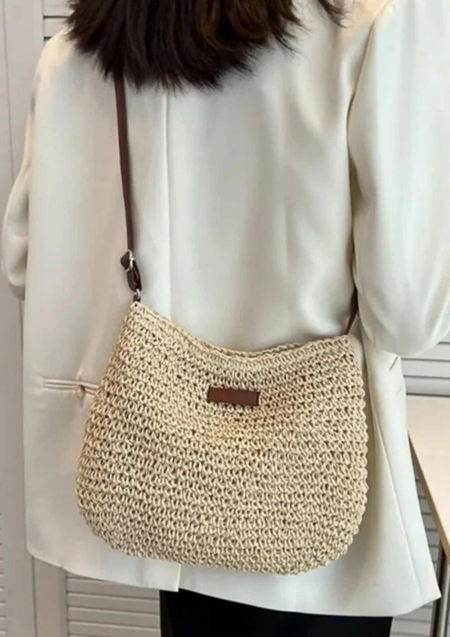 Eryln Strohumhängetasche - Beige