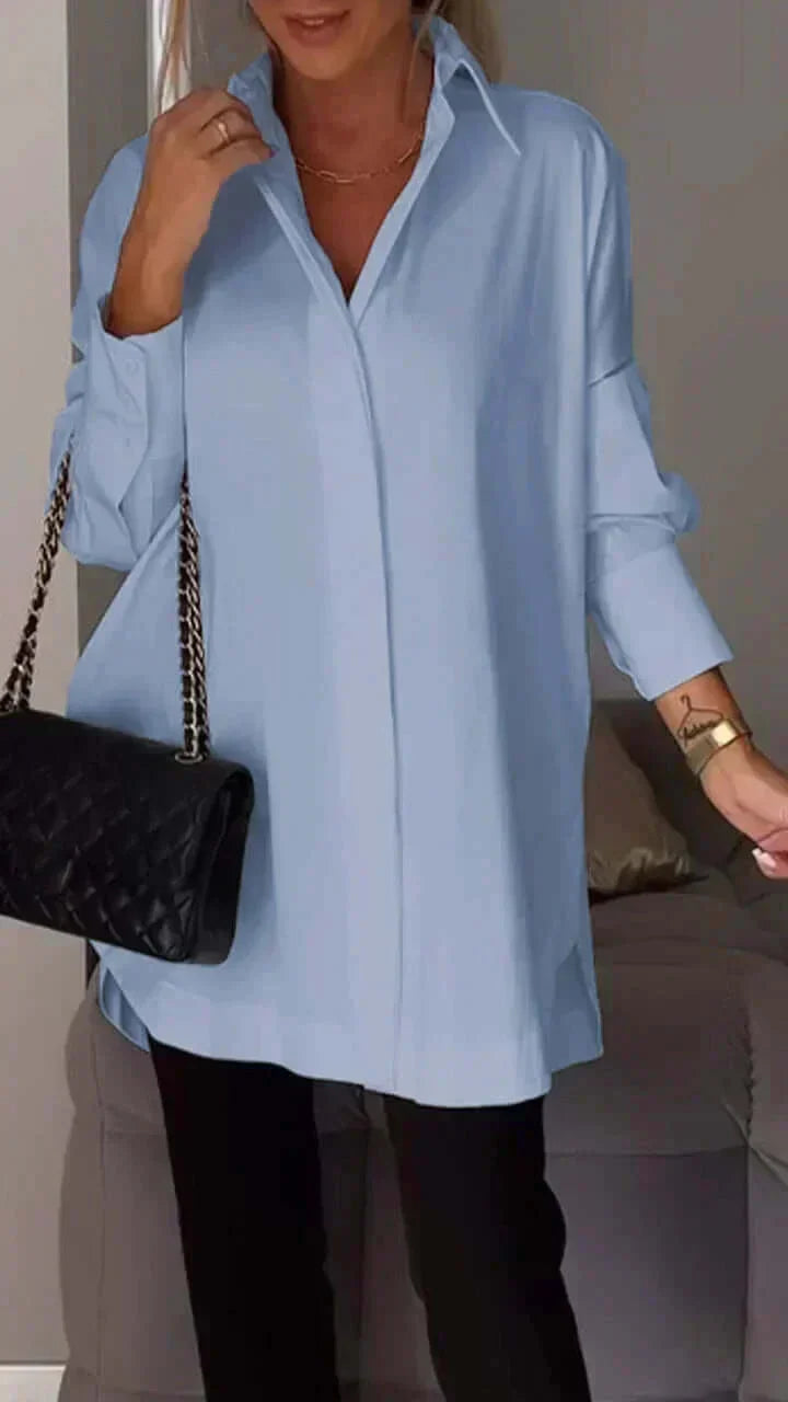 WW | Oversized Shirt Bluse mit gerollten Ärmeln