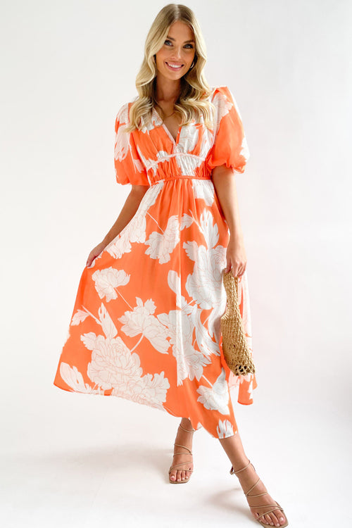 WW | Real Love Print Puff Sleeve Maxi Dress