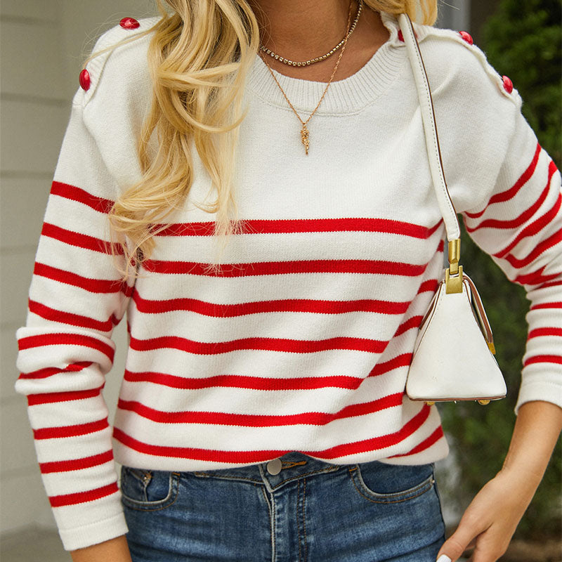 WW | Striped Knitted Sweater with Fine Pattern