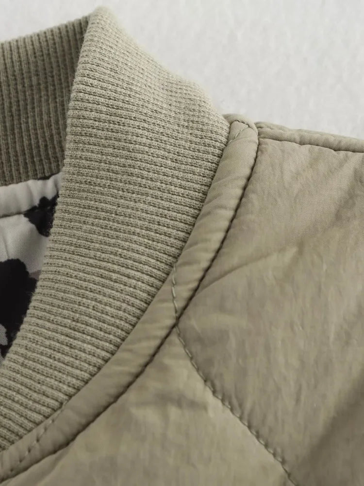 WW | Quilted padded jacket for women with leopard print lining