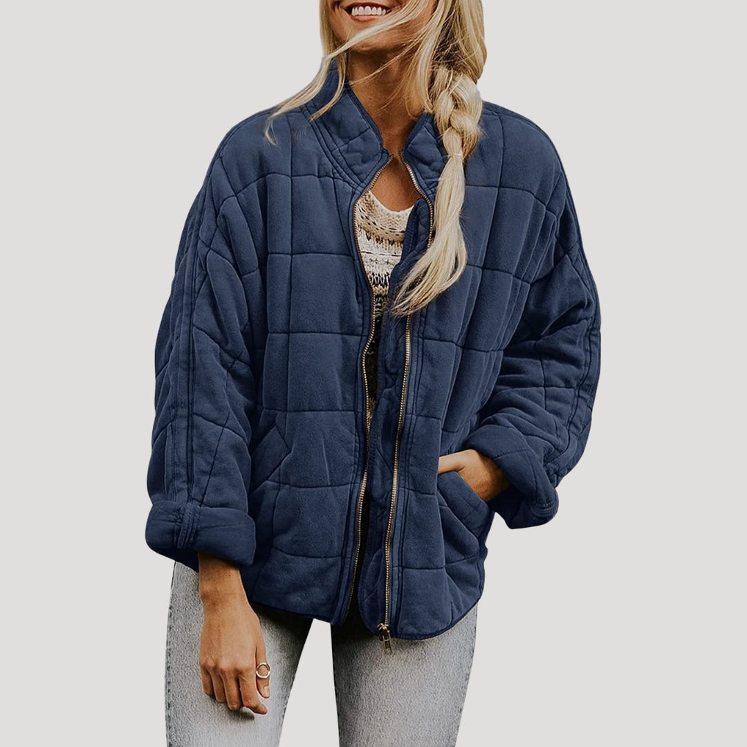 WW | Damen gesteppte oversized Reißverschluss Pufferjacke