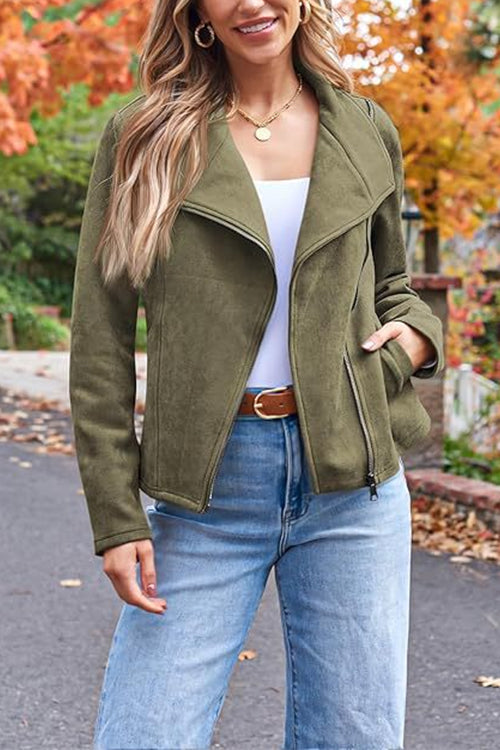 WW | Up Pocketed Faux Suede Motorcycle Jacket (in 7 Colors)