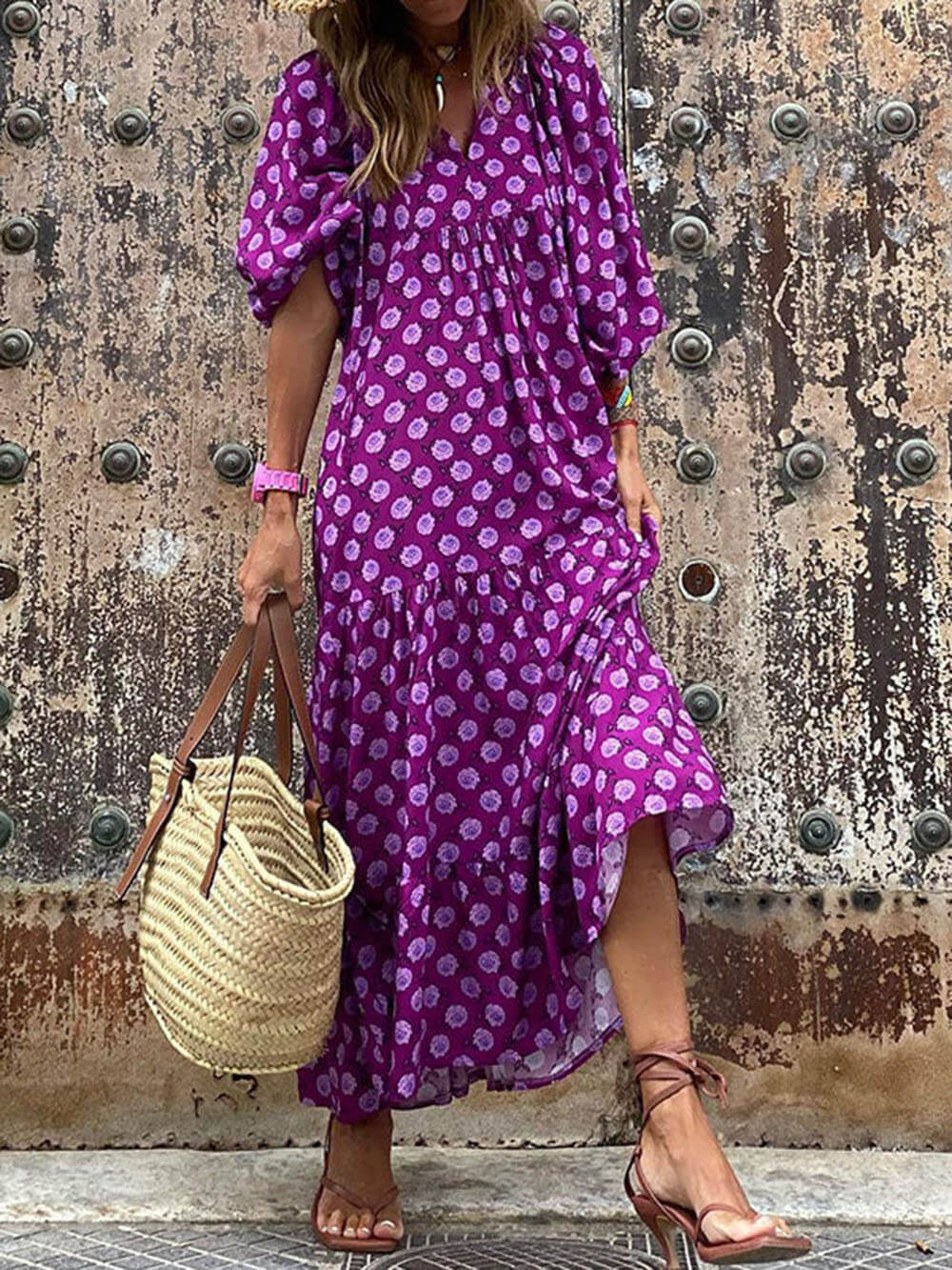 Ingrid - Relaxed maxi dress with puff sleeves