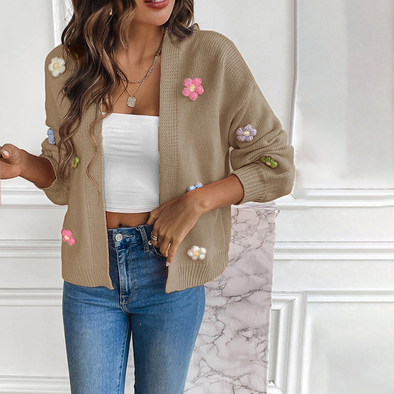 WW | Blumen Strickstrickjacke