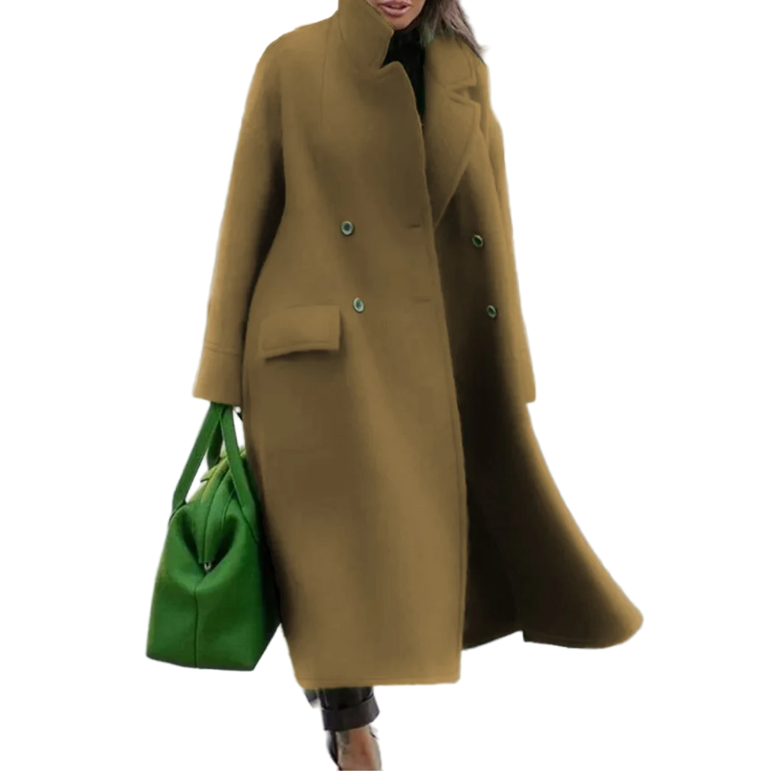 WW | Damen Lange Elegante Warme Jacke Doppelreihig