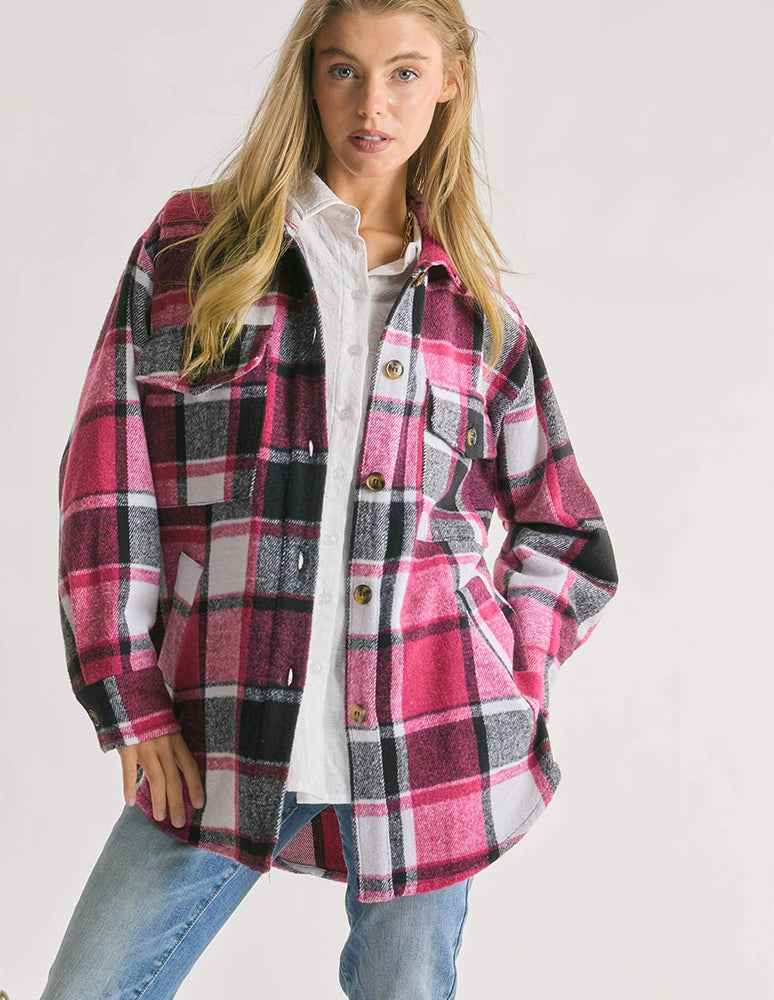 WW | Oversized Plaid Shirt Jacket Plaid Charm for Women