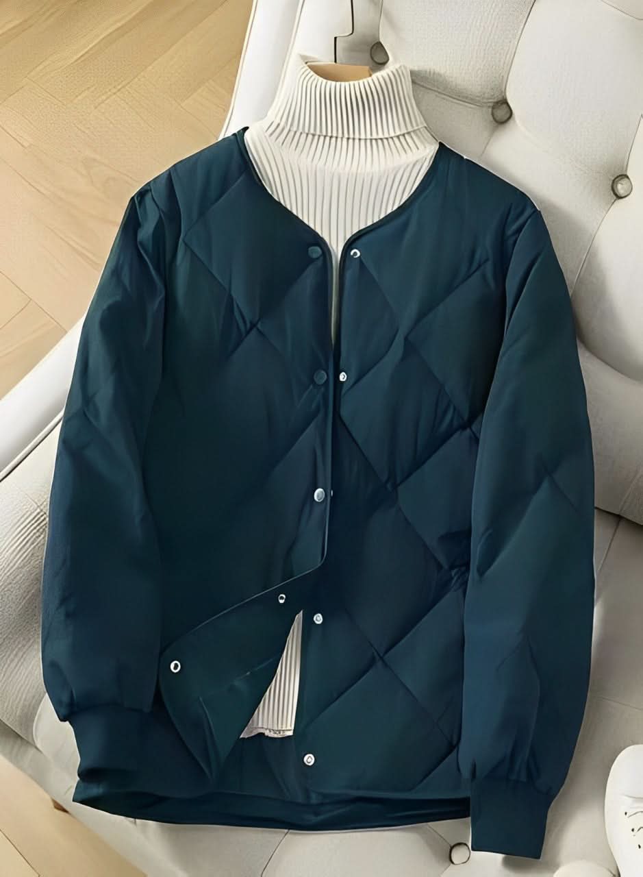 WW | schwarze Pufferjacke mit modernem gestepptem Muster für Frauen