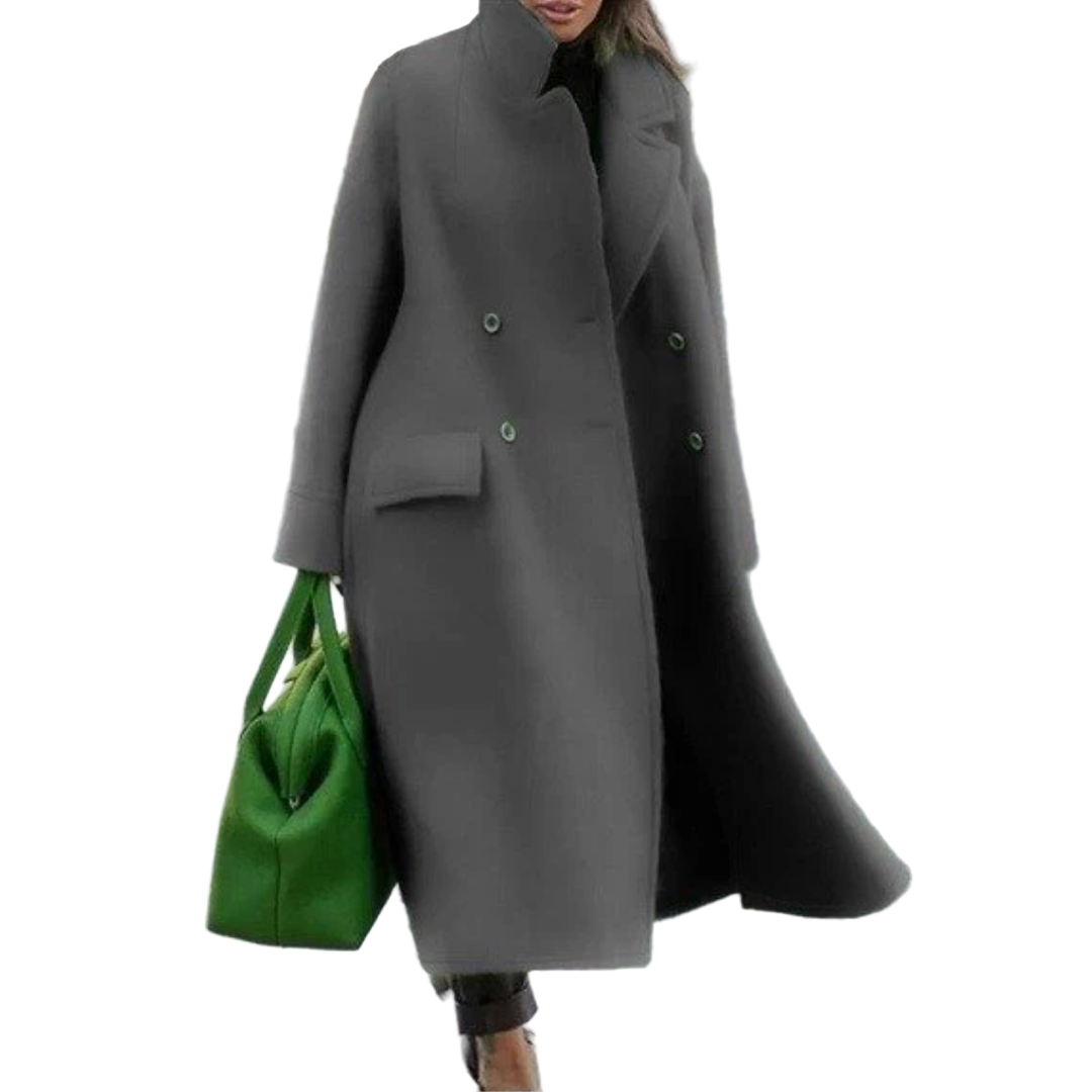 WW | Damen Lange Elegante Warme Jacke Doppelreihig