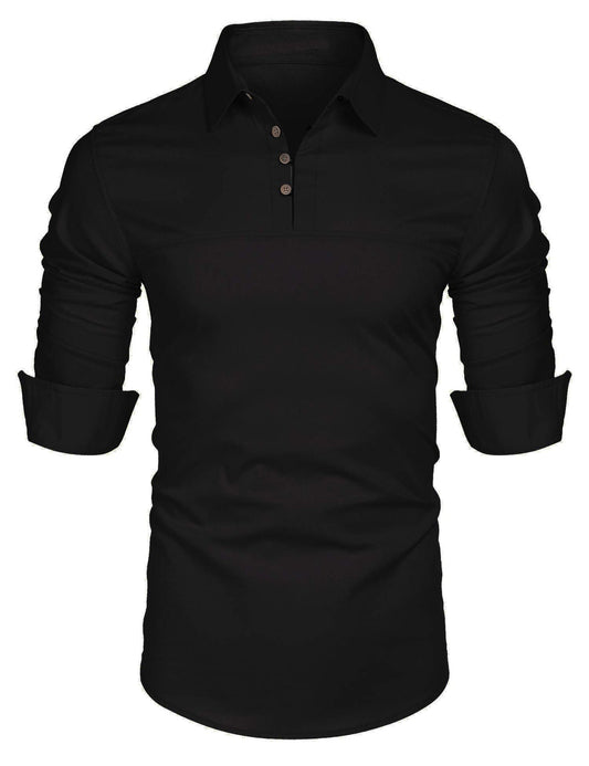 WW | Long Sleeve Slim Fit Cotton Blend Stand Collar Casual Style