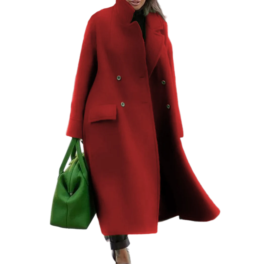 WW | Damen Lange Elegante Warme Jacke Doppelreihig