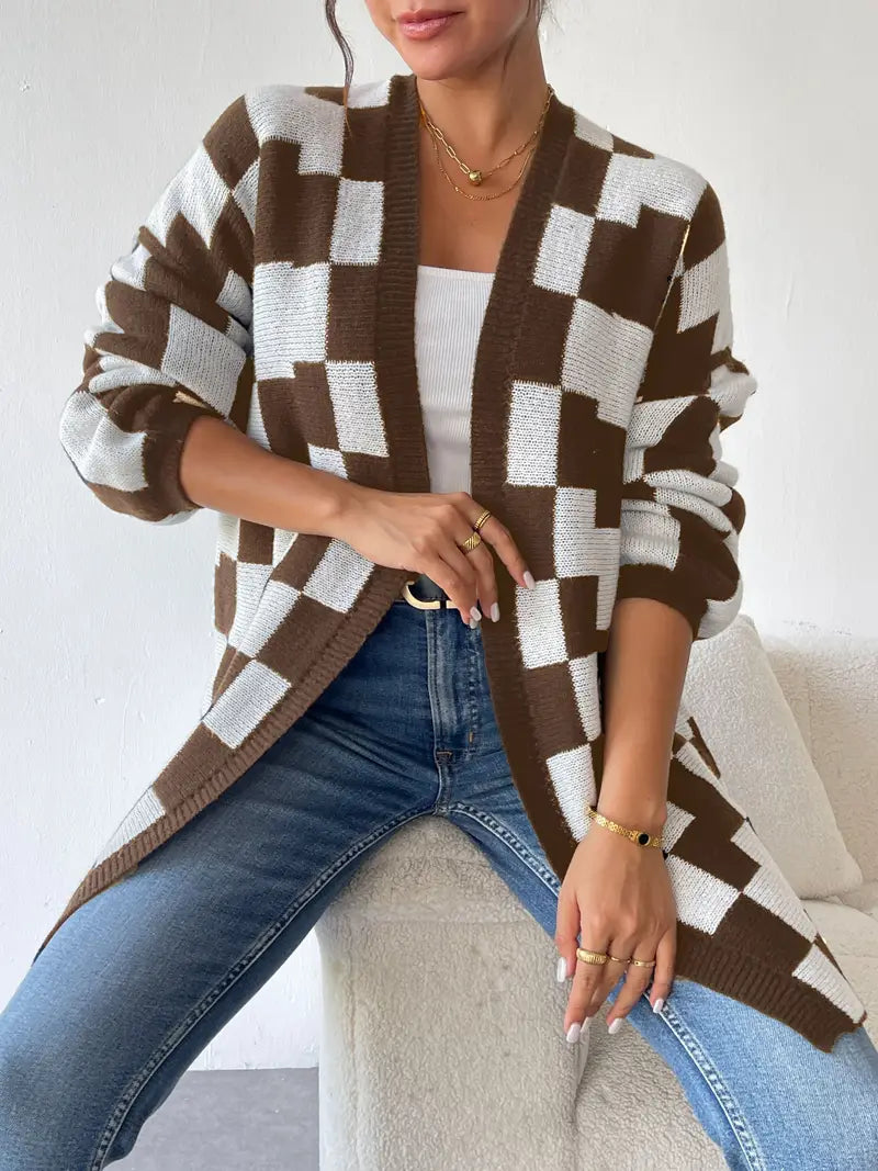 WW | Checked knit cardigan
