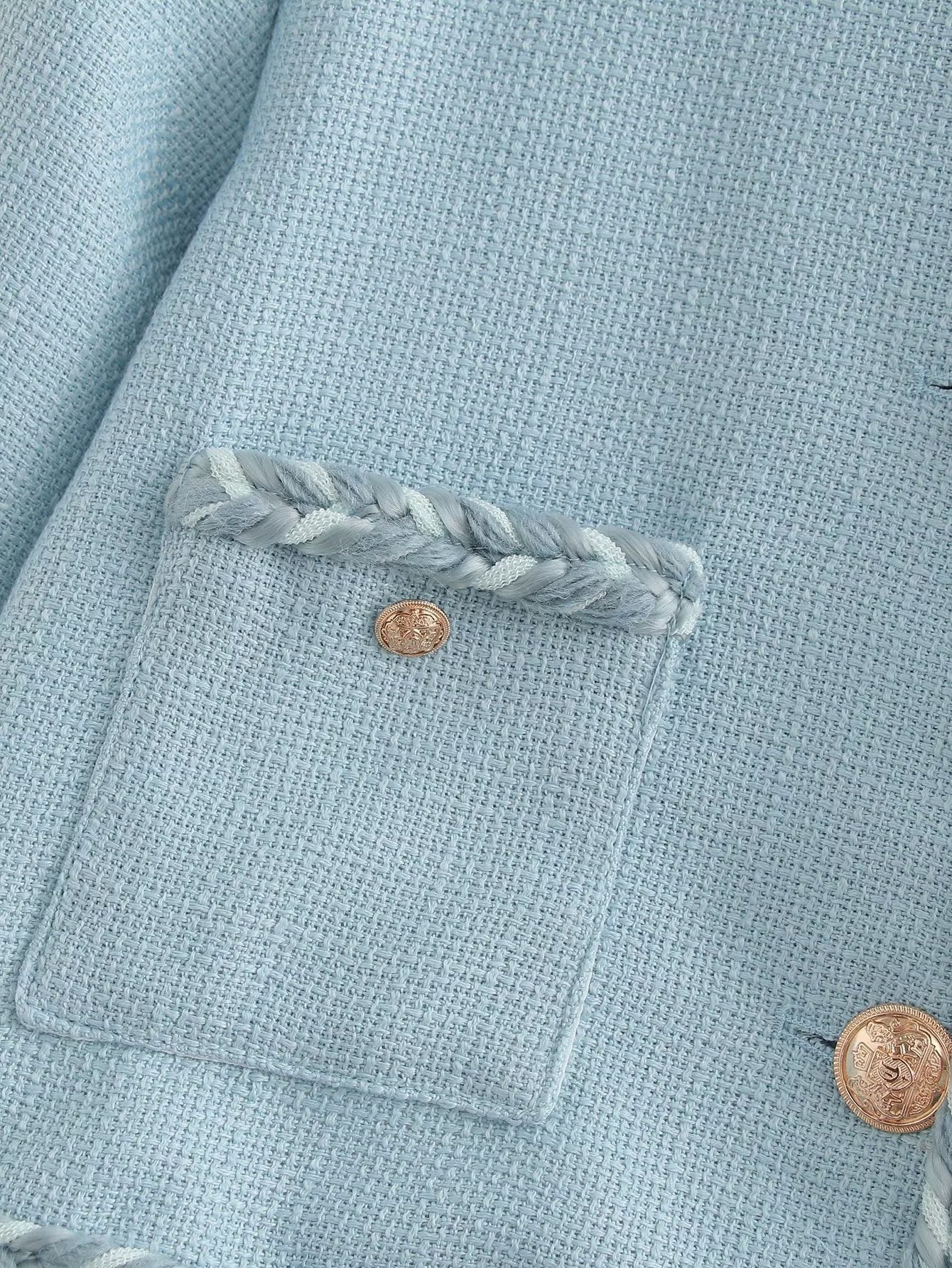 WW | Hellblau Tweedjacke - Elegant & Sophisticated - Knopfverschluss - Schicke Büro- & Freizeitkleidung