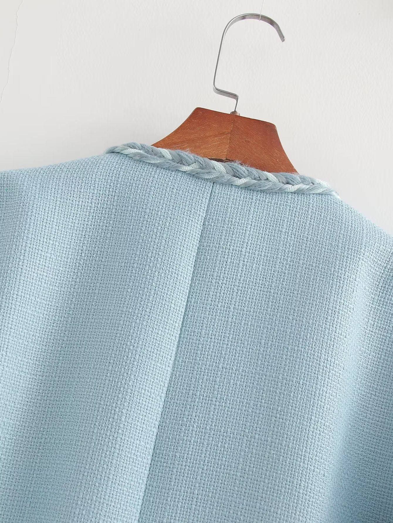 WW | Hellblau Tweedjacke - Elegant & Sophisticated - Knopfverschluss - Schicke Büro- & Freizeitkleidung