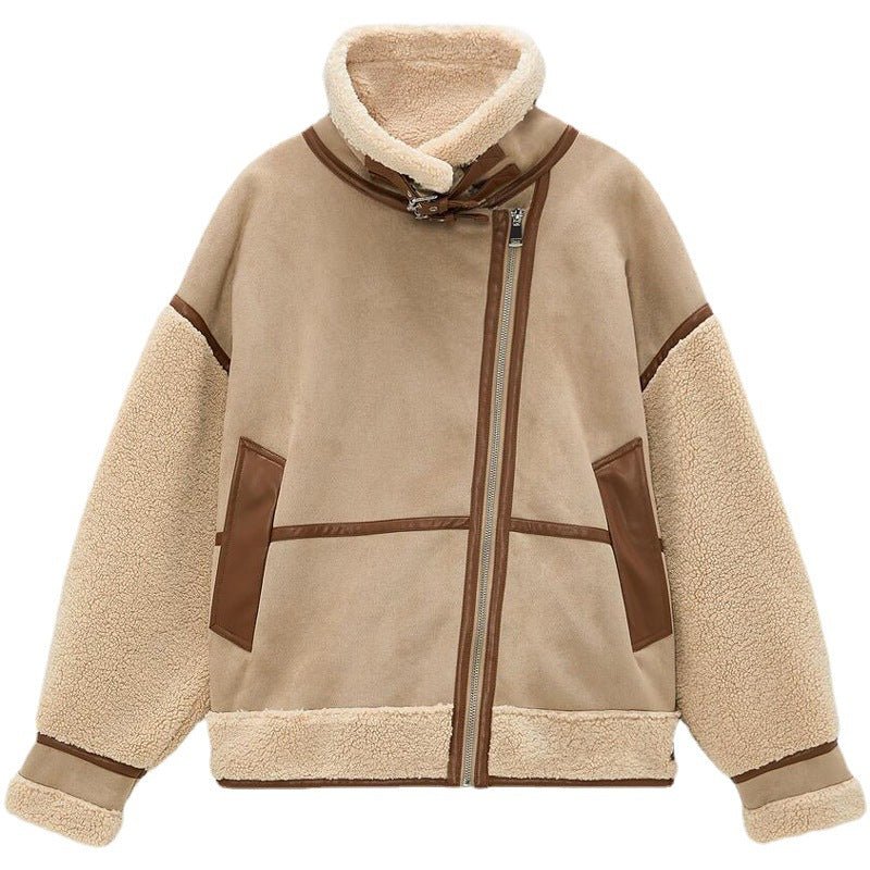 WW | Lined Bomber Jacket - Faux Leather Accents - Warm and Chic - Winter Fashion