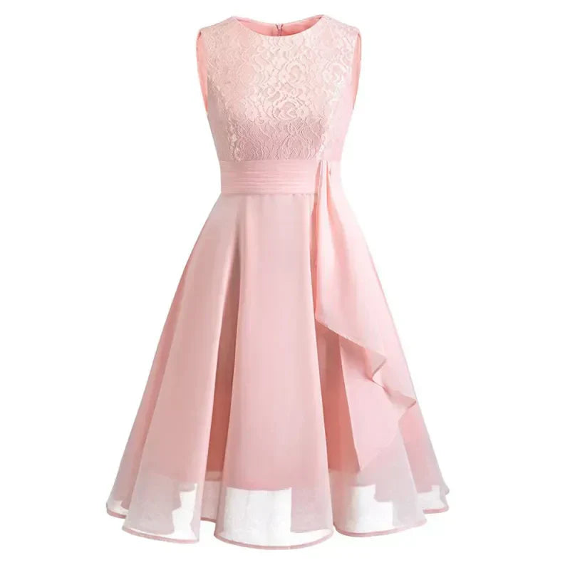 WW | Elegantes Kleid mit Kurzen Ärmeln, Pailletten und Rüschen
