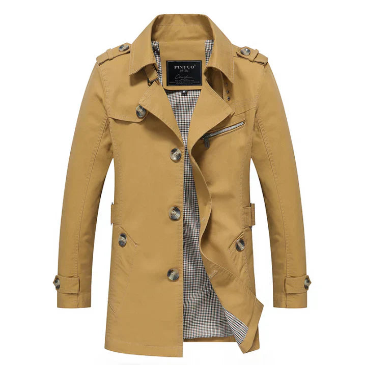 WW | Herren Doppeltknopf-Trenchcoat - Epauletten-Detail