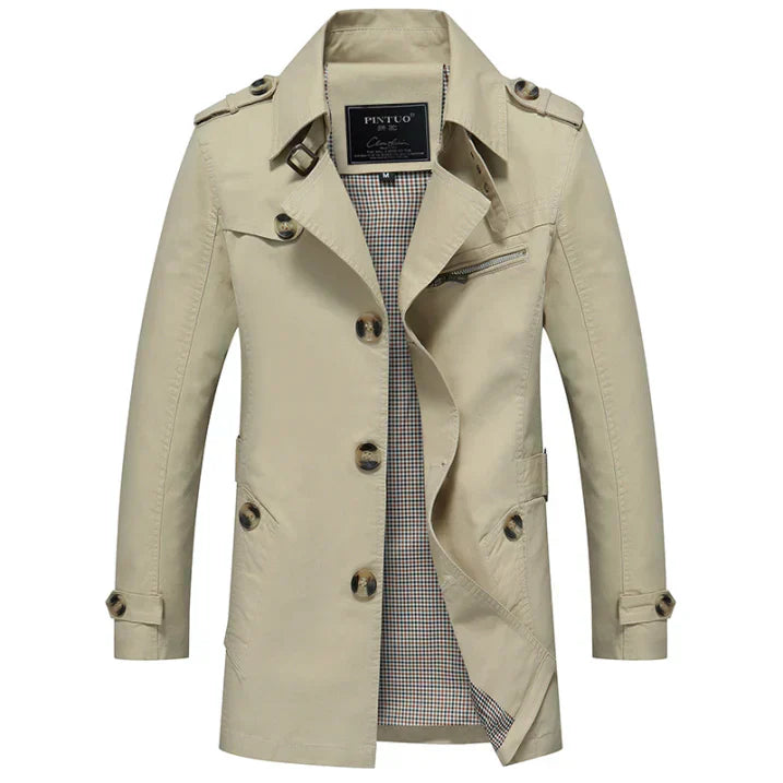 WW | Herren Doppeltknopf-Trenchcoat - Epauletten-Detail
