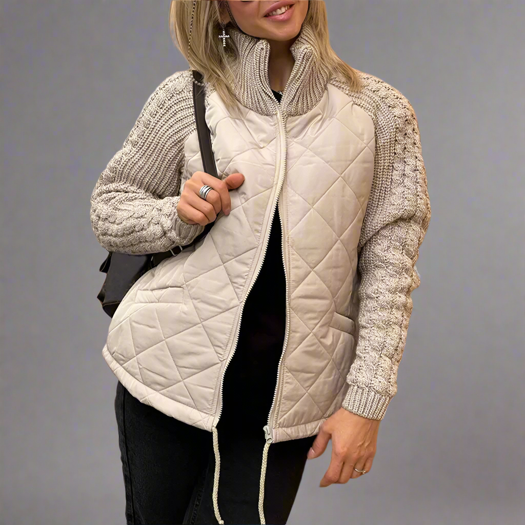 WW | Damen Gemütliche Gefütterte Jacke Mit Strickärmeln