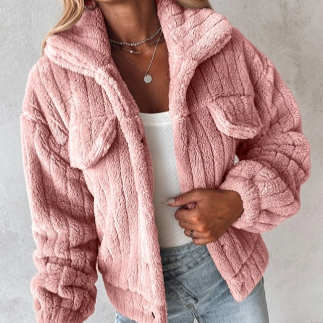 WW | Damen Kurze Warme Teddyjacke Gemütlicher Stil