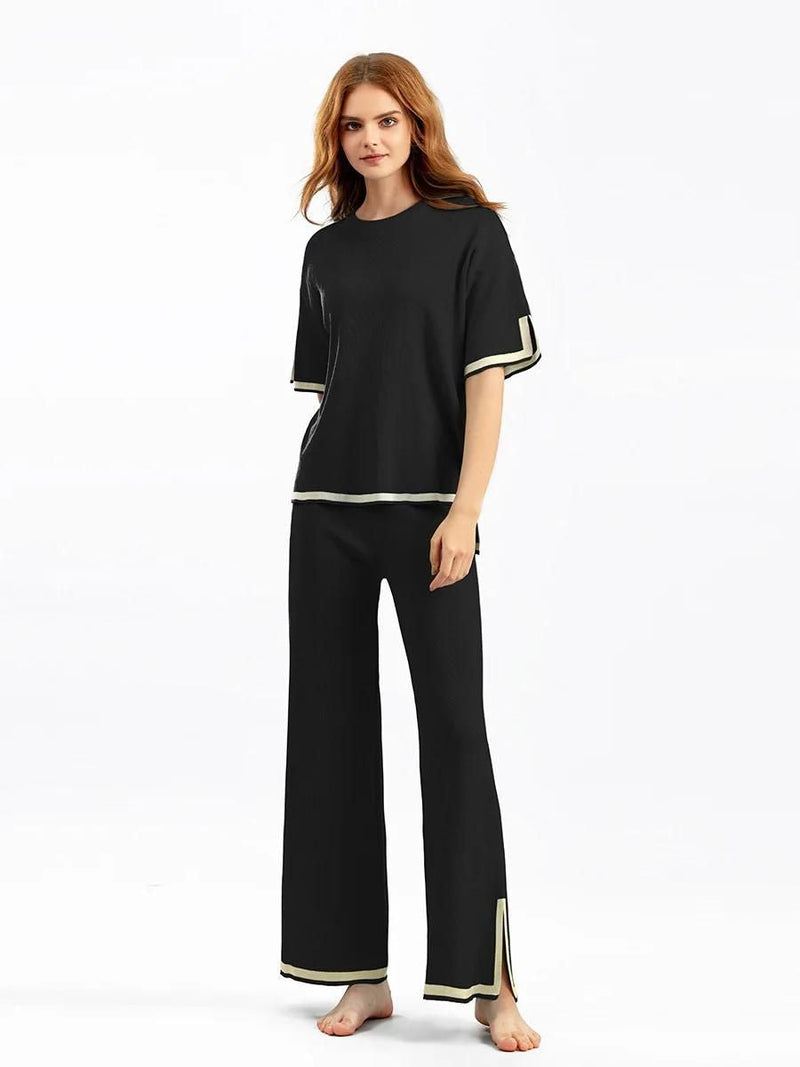 WW | Elegant Ice Silk Short-Sleeved Two-Piece Set