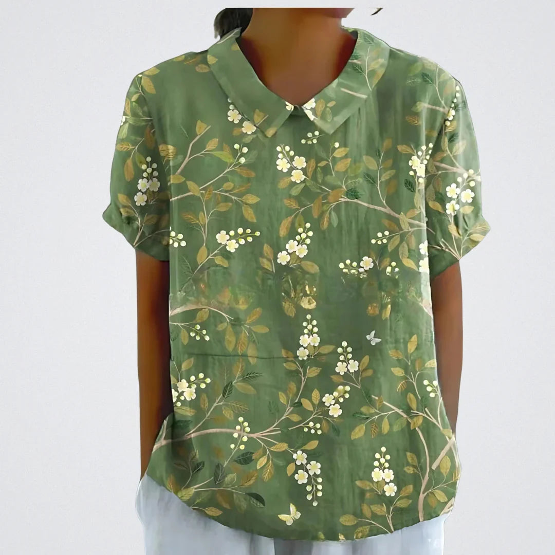 Lina™ | Elegant Blouse with Floral Detail