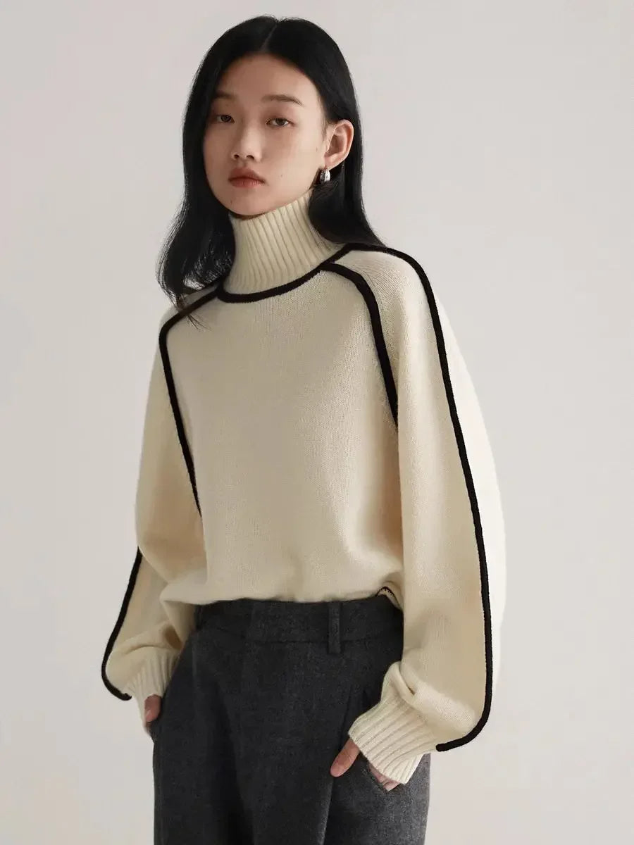 WW | Contrast Knitted Roll Neck
