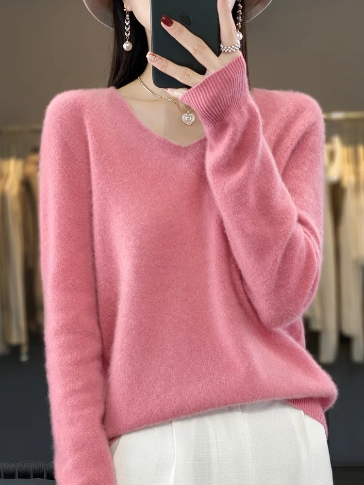 WW | Cashmere Pullover Damen Eleganter V-ausschnitt, Weich & Komfortabel
