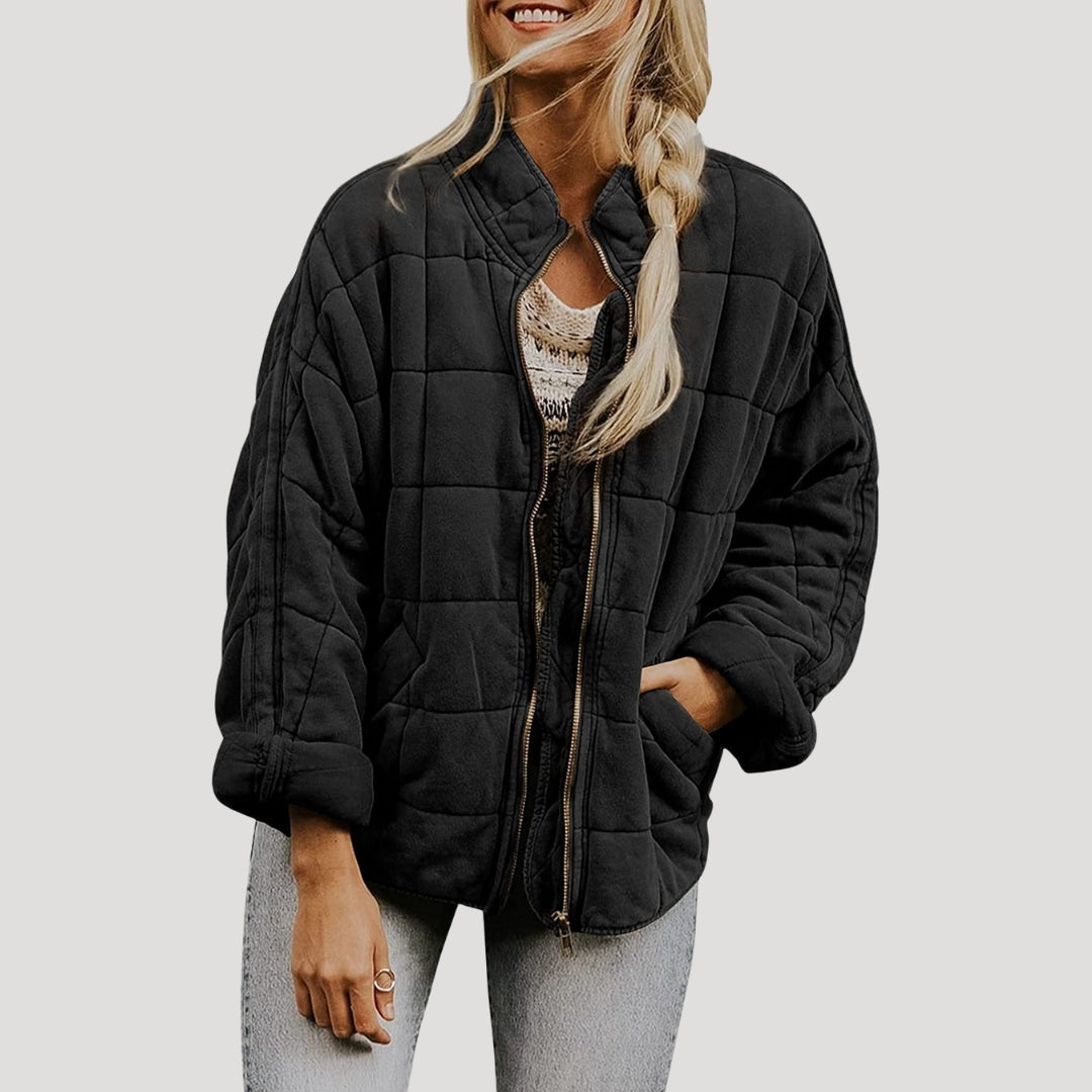WW | Damen gesteppte oversized Reißverschluss Pufferjacke