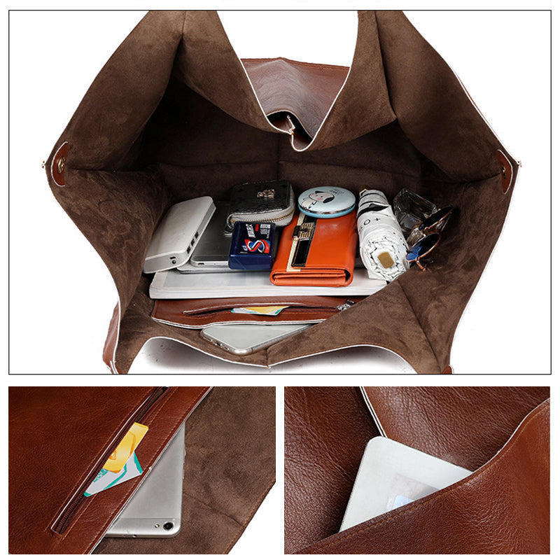 WW | Oversized Leather Shoulder Bag for Women