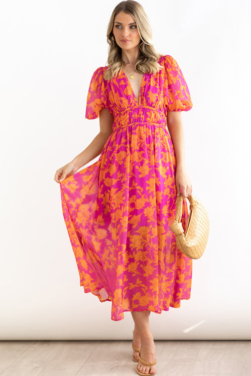 WW | Real Love Print Puff Sleeve Maxi Dress