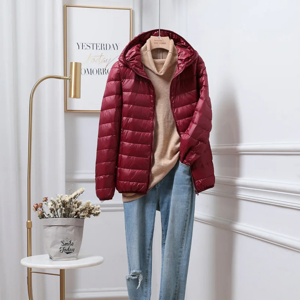 WW | Lightweight Puffer Jacket Hooded Zipper Casual Outerwear