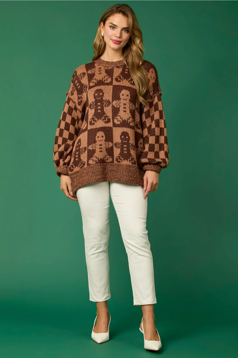 WW | Zuckerstangen-Weihnachtsnadeln & Lebkuchenmann Strickpullover