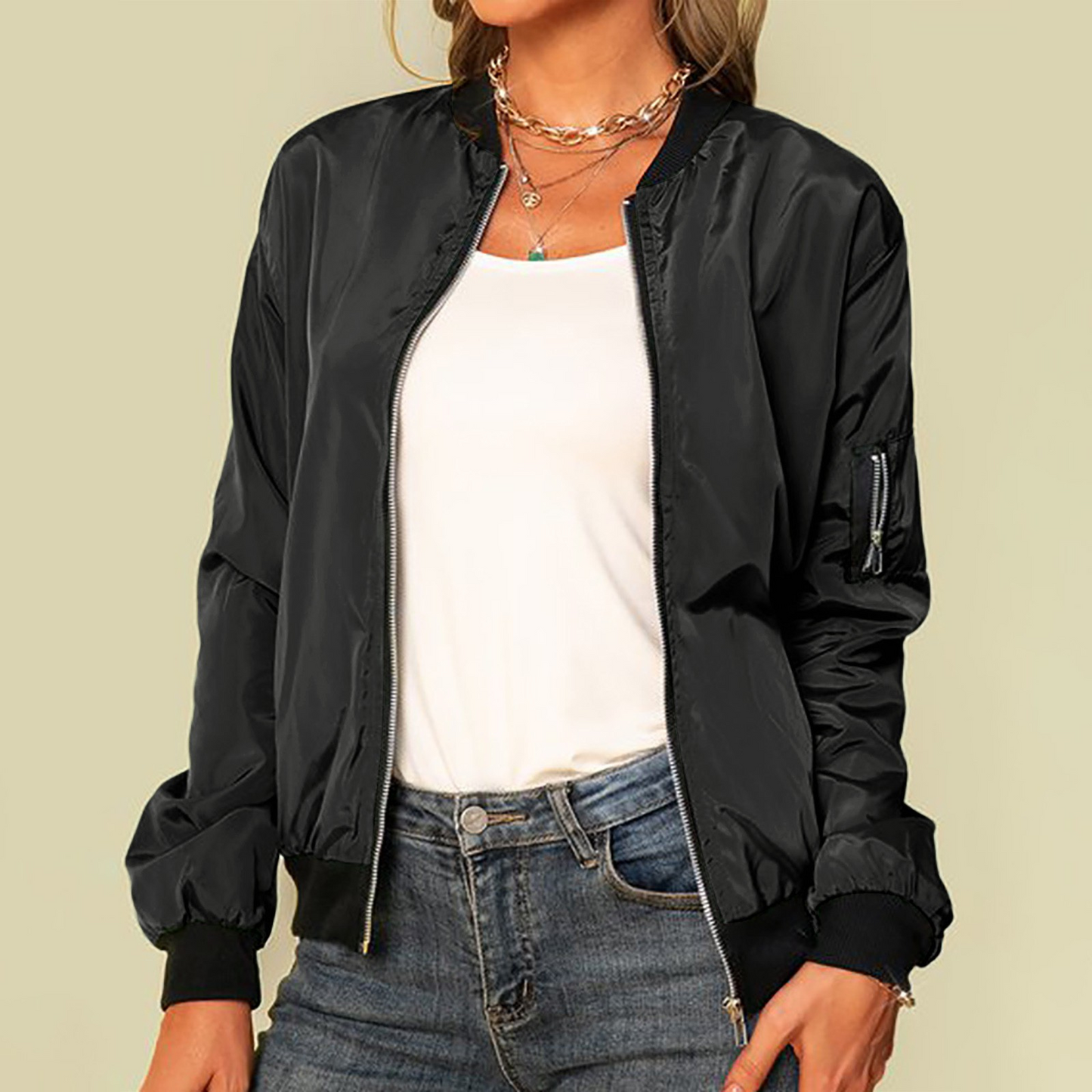 WW | Casual Zip-Up Bomber Jacket