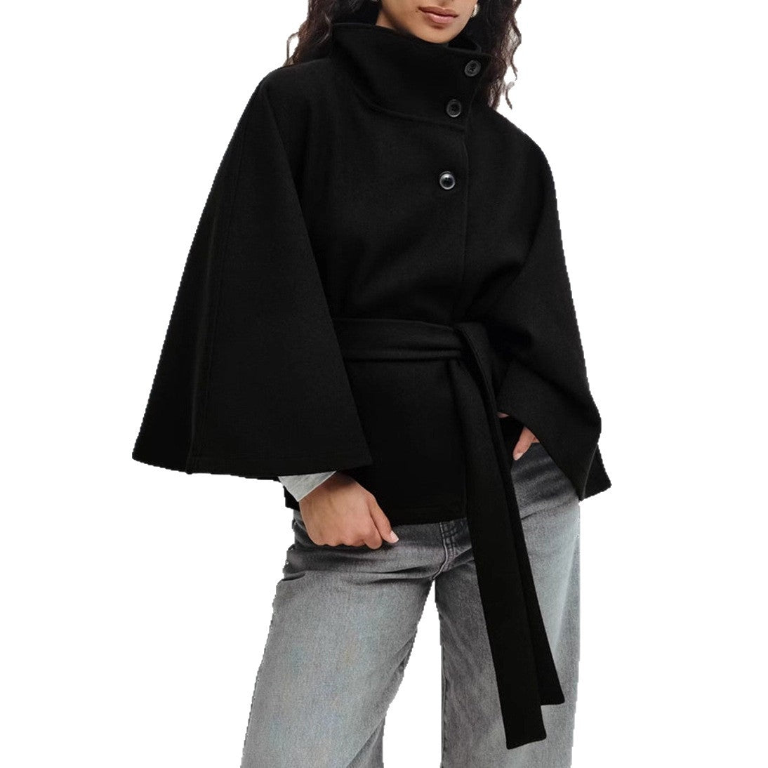 WW | Damen Fließende Teilweise Gekleidete Stylische Jacke