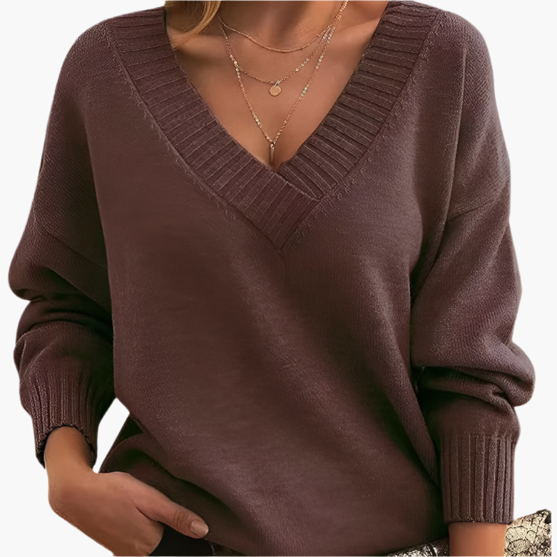 WW | V-Ausschnitt Pullover - Eleganter Strickpullover im Oversize-Stil für Alltag & Büro