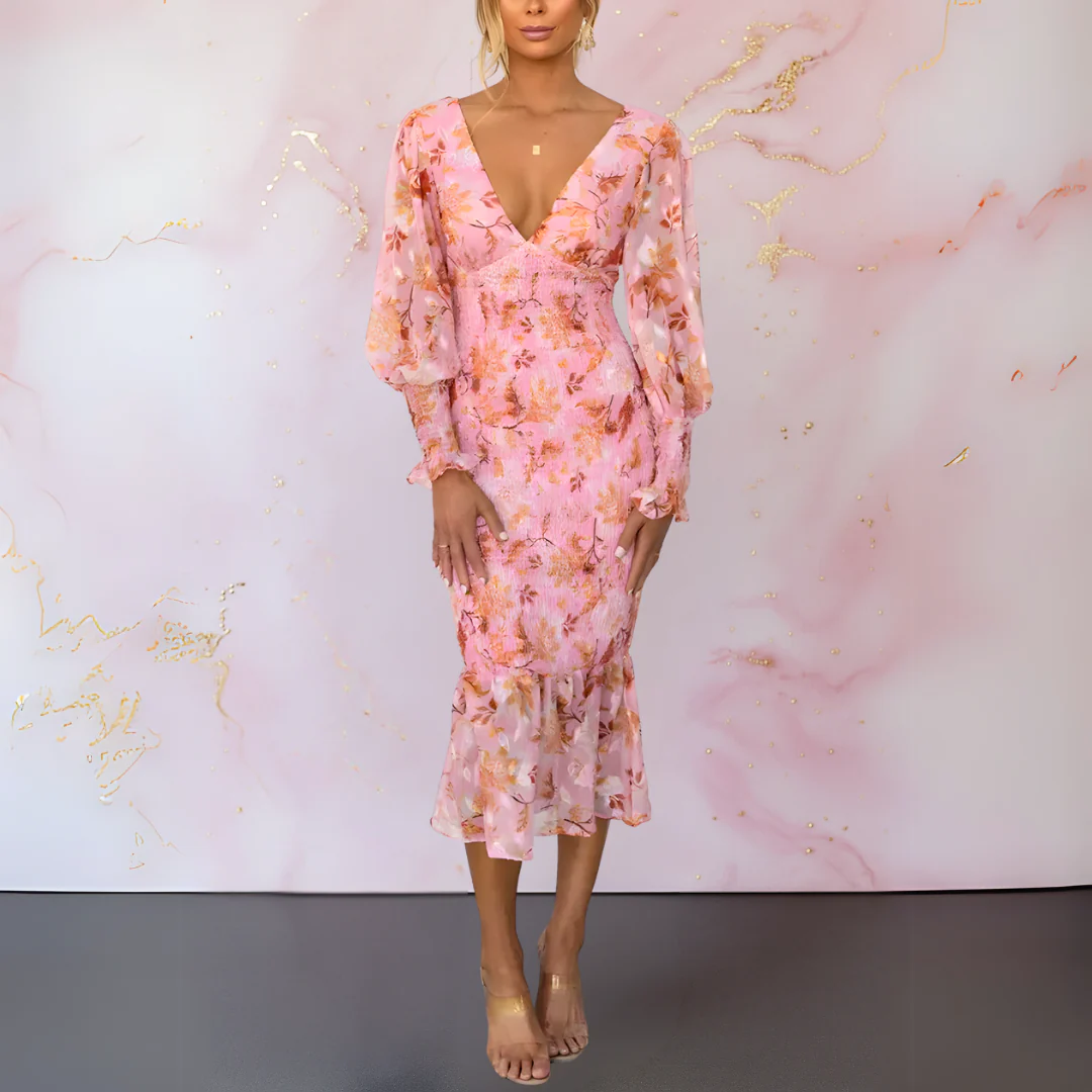 Ella's Elegant Floral Dress