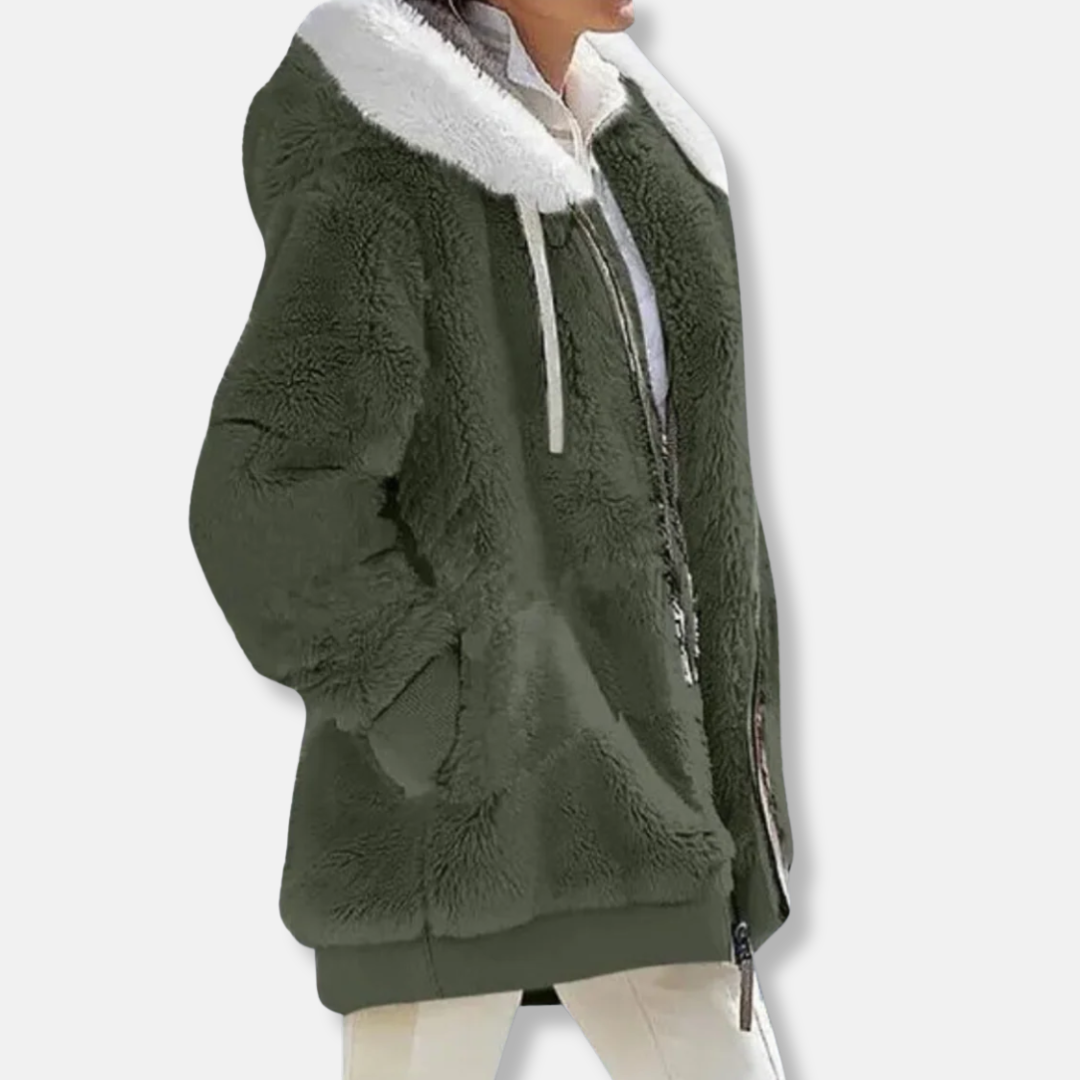 WW | Fleece Übergroße Fleecejacke - Kapuzen-Reißverschlussjacke