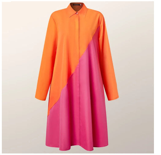WW | Hemdblusenkleid Mit Umlegekragen & Dreiviertelärmel
