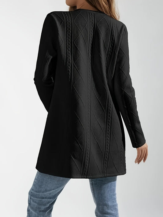 WW | Chic weiße strukturierte offene Jacke für einen eleganten Stil