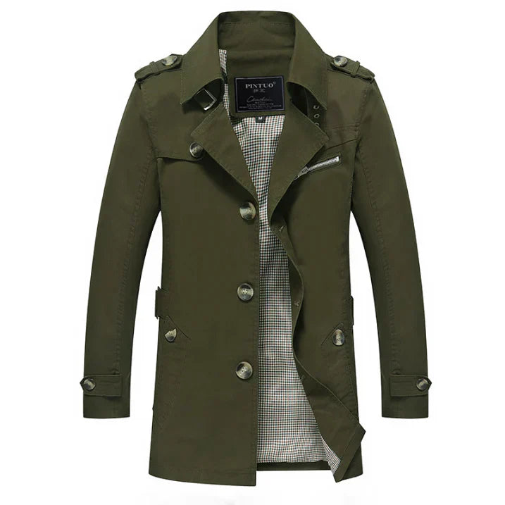 WW | Herren Doppeltknopf-Trenchcoat - Epauletten-Detail