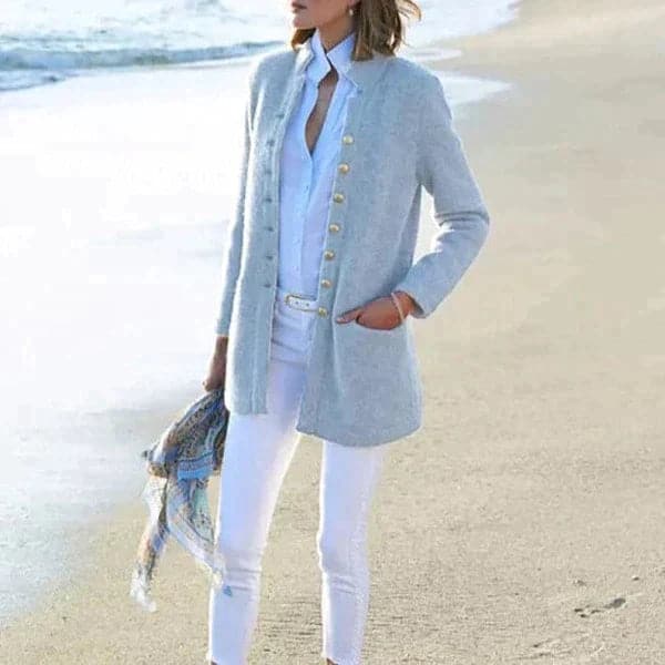 WW | Long Cardigan Tailored Fit Button Closure Soft Knit Fabric