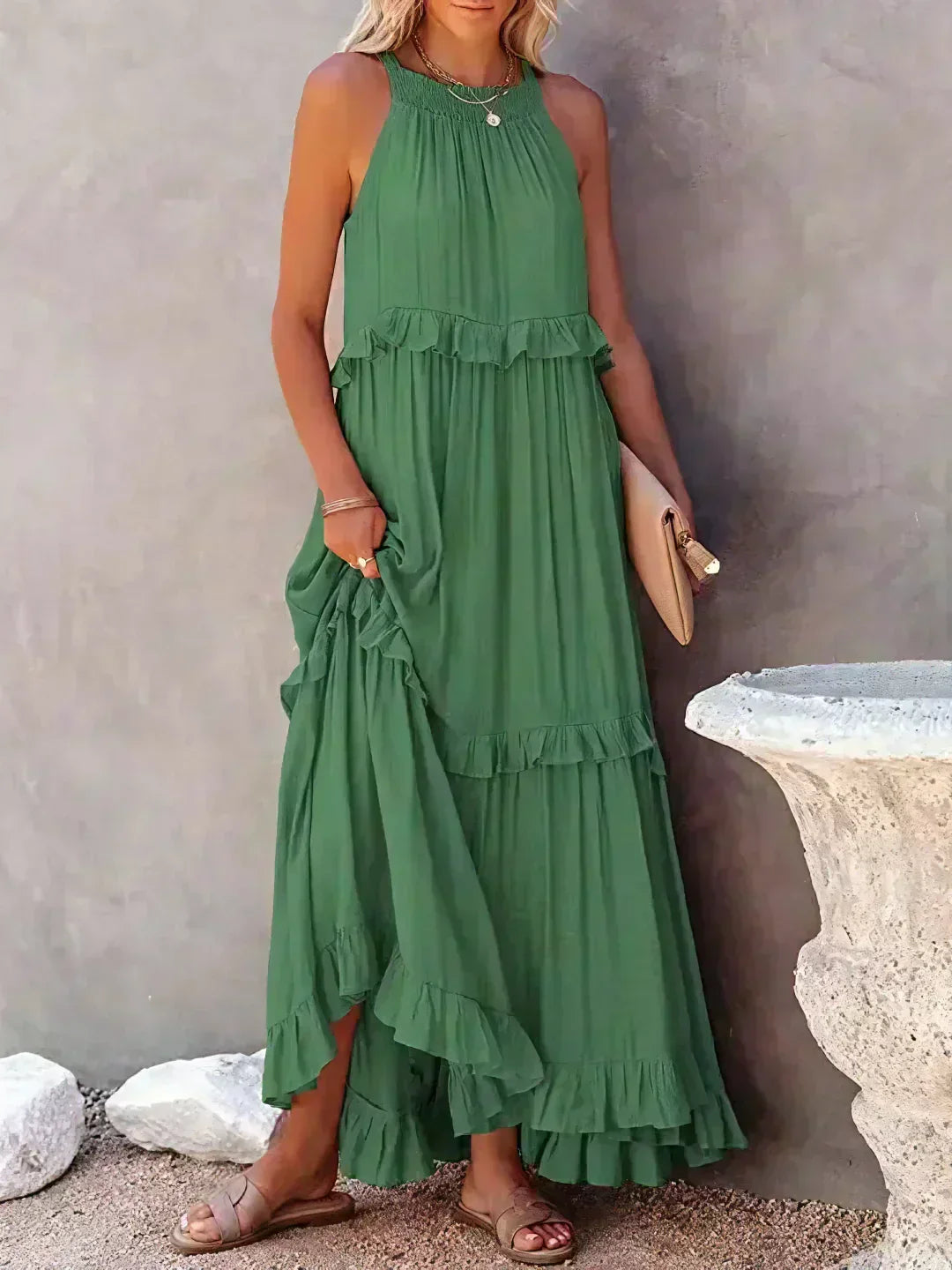 Sarah | Maxi Dress with Ruffles and Halter Neck