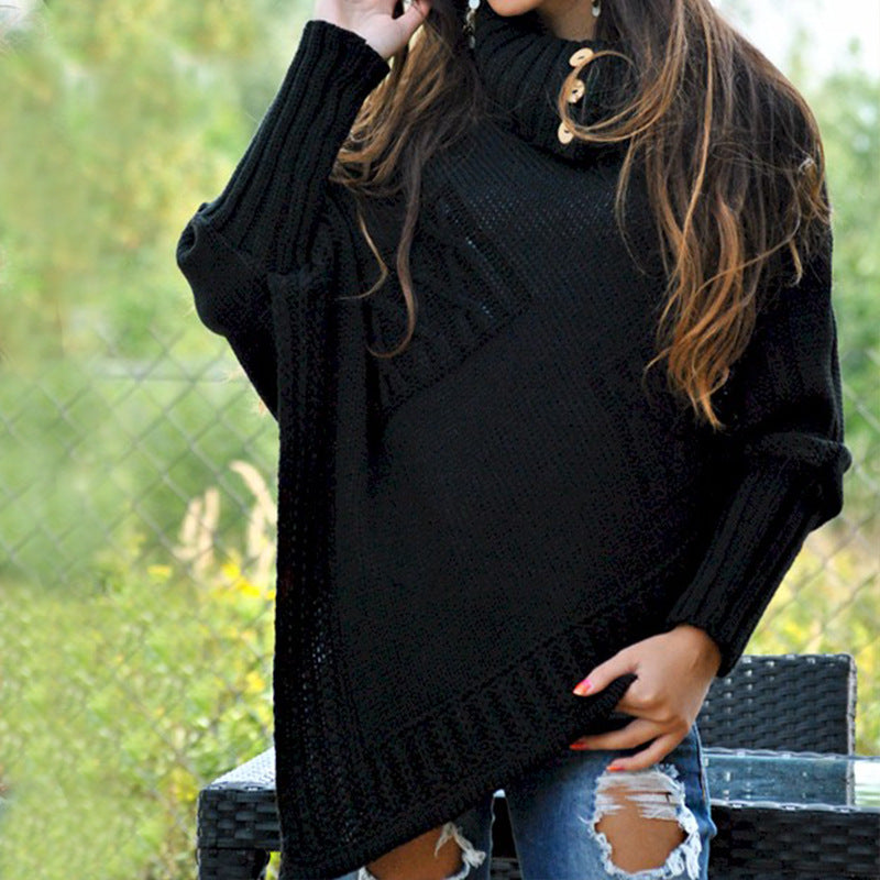WW | Frauen Strick-Poncho Hoher Kragen Stil