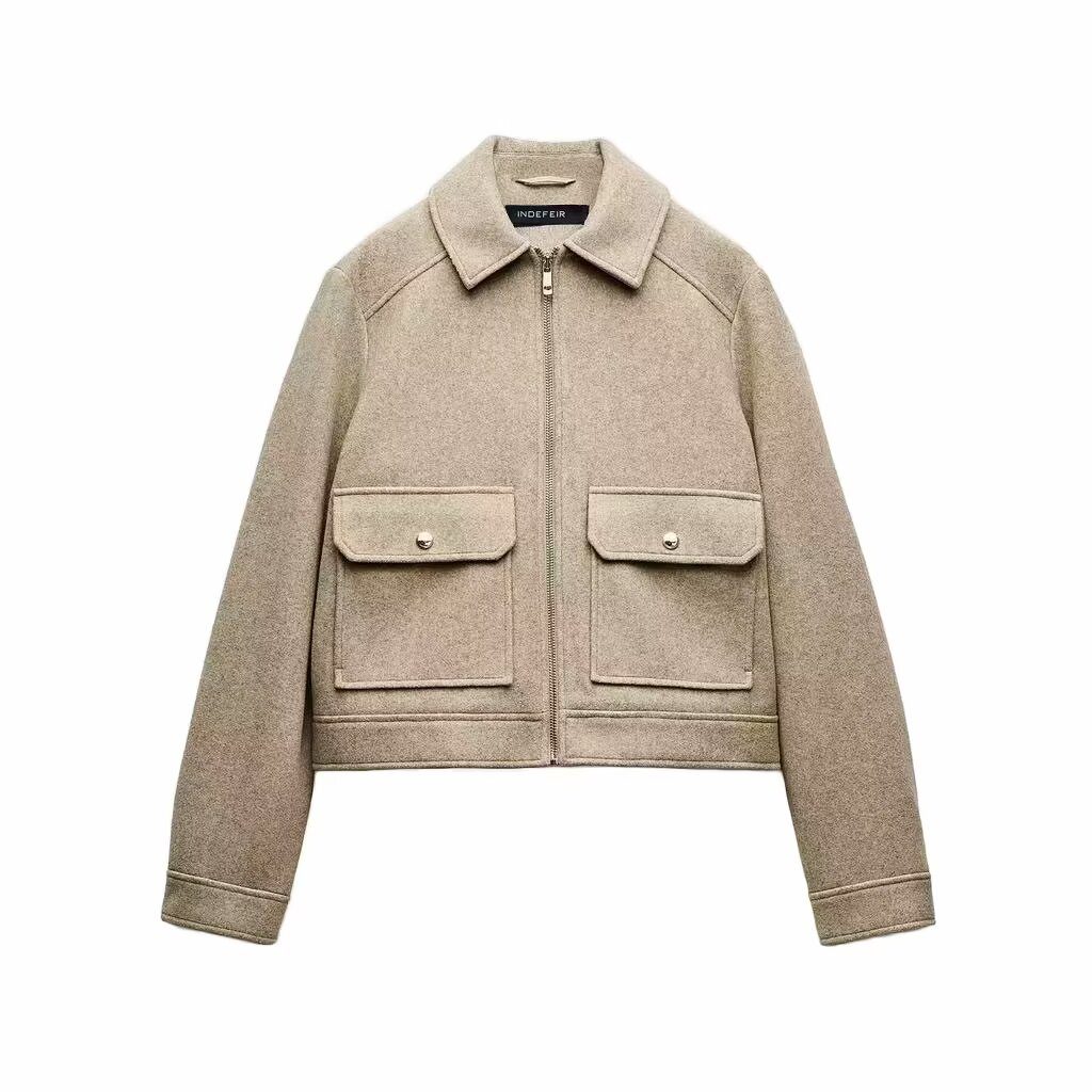 WW | Utility Jacke - Moderner Minimalistischer Stil - Wollmischung - Übergangsoberbekleidung