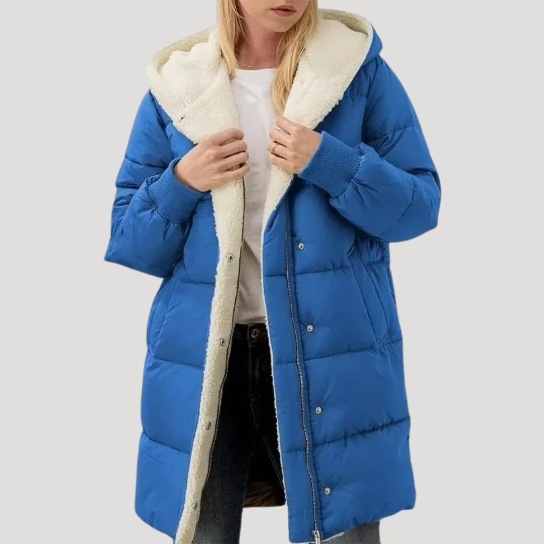 WW | Damen Faux-Fur gefütterte Jacke Lange Jackenstil
