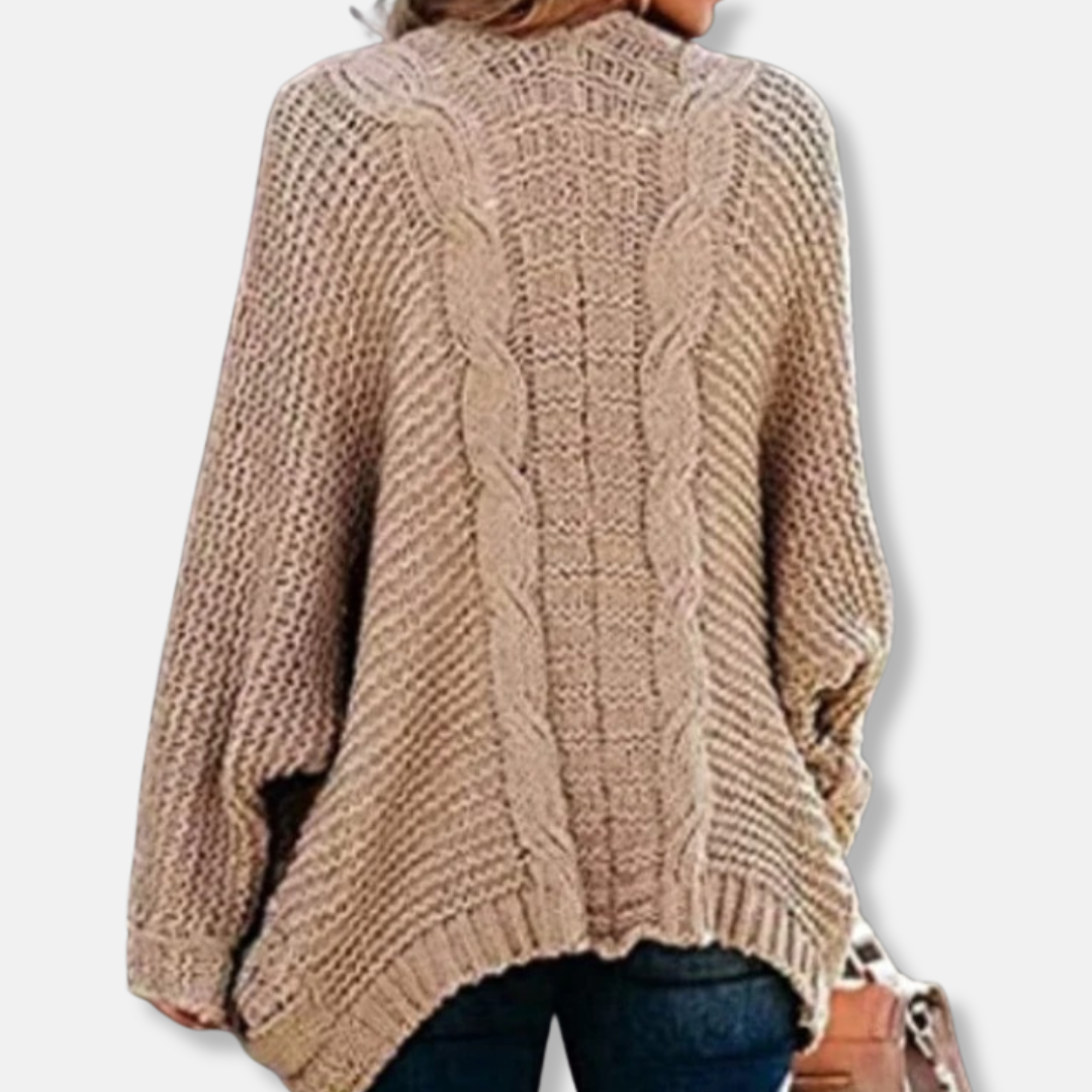 WW | Woll Übergroßer Cardigan - Gerippter Offener Fronttaschen Cardigan