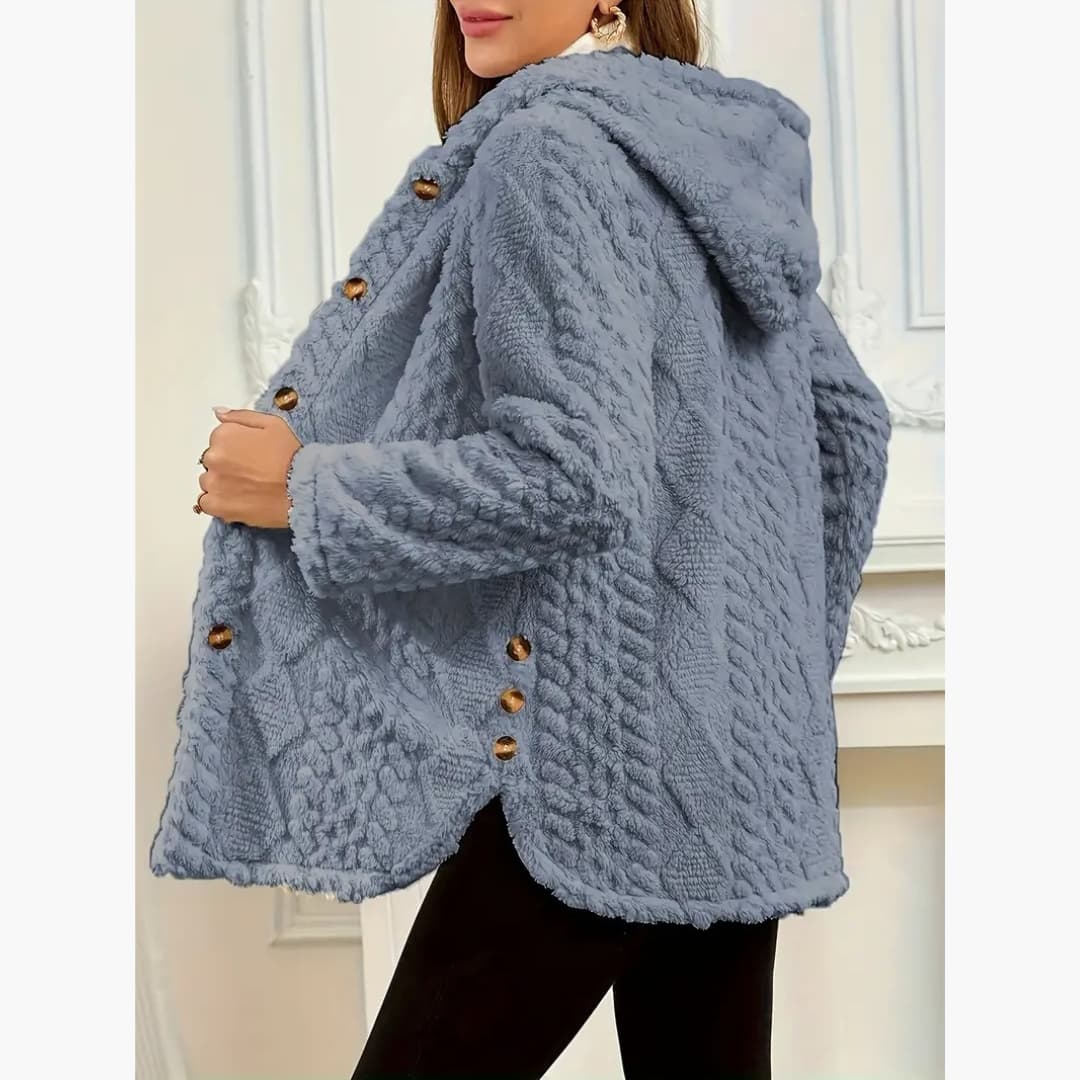 WW | Women's Cozy Hoodie with Teddy Pullover and Button Front